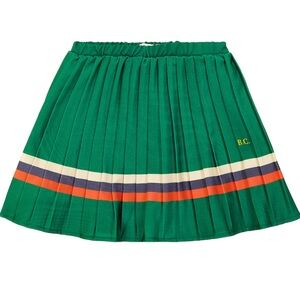 BOBO CHOSES Green Pleated Skirt with Stripes